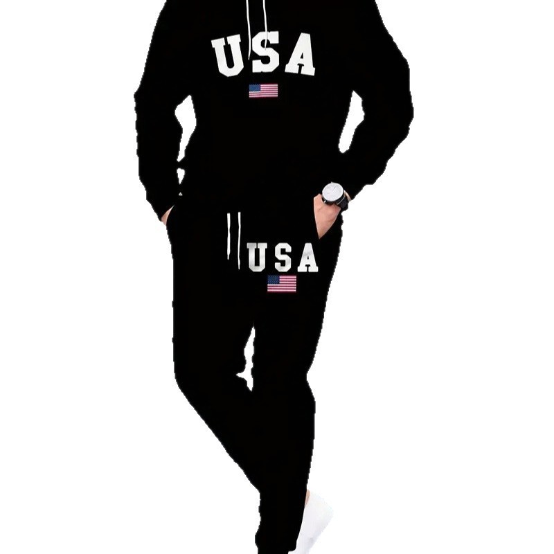 欧码新款男士连帽衫秋冬印花logo多种颜色卫衣连帽套装跨境批发|undefined
