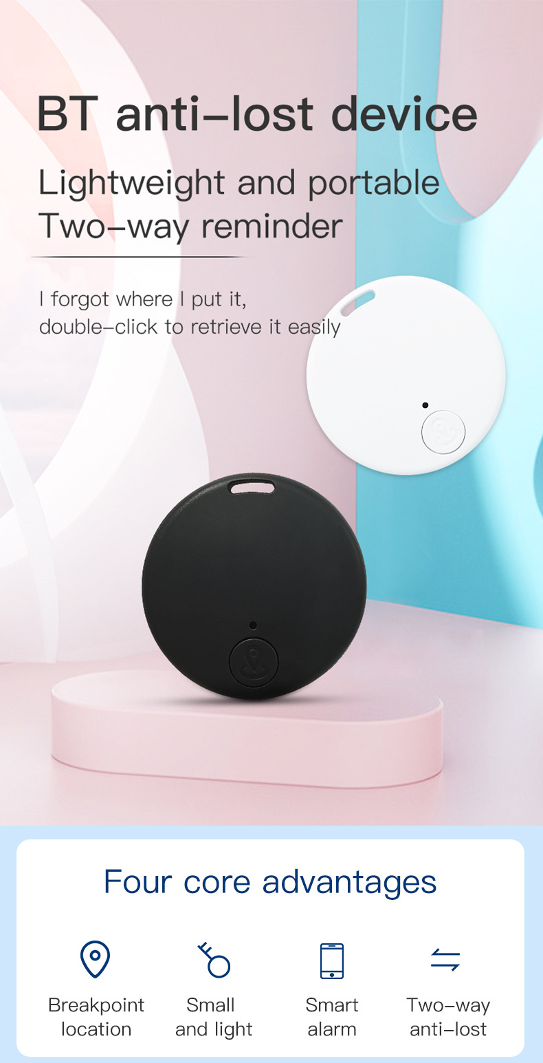 Neuer runder Bluetooth Anti-Verlust-Tracker Objekt Finder Gepäck Anti-Diebstahl kompakter bidirektionaler Alarm Finder