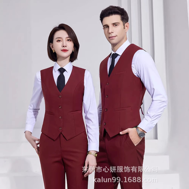 Professional Suit with Burgundy Vest Set, 2026 Spring Collection, Customized Workwear for Front Desk, Clubs, and 4S Sales Teams Professional Suit with Burgundy Vest Set, 2026 Spring Collection, Customized Workwear for Front Desk, Clubs, and 4S Sales Teams
