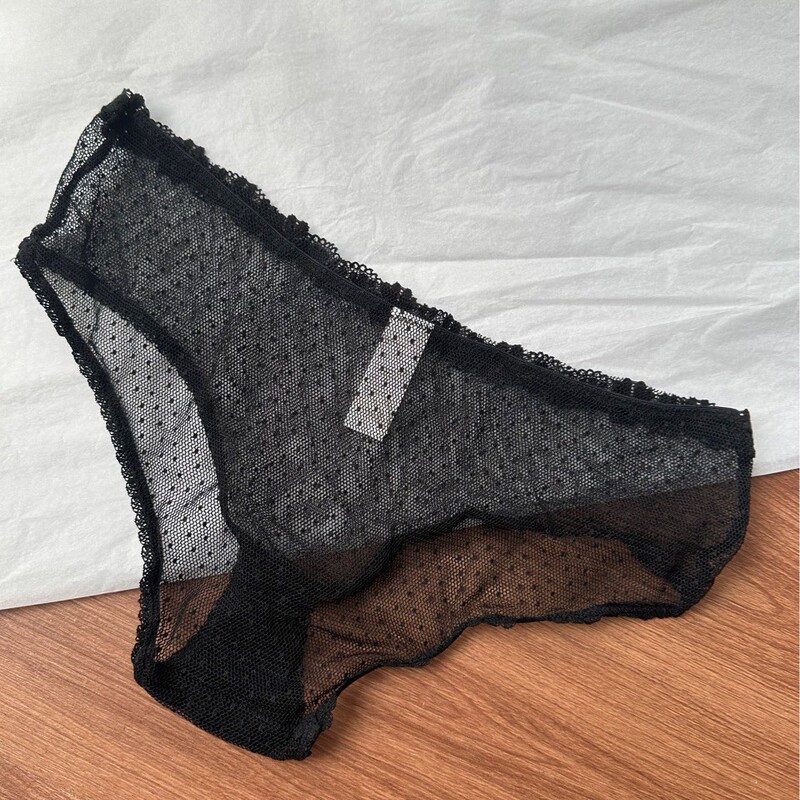 Spanish Ws Sexy Women's Underwear, Mesh Sheer Black Hip-Hugging Briefs