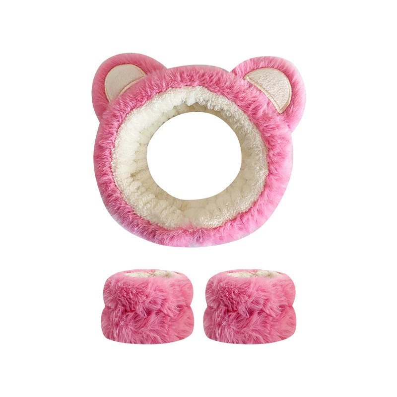 Otoño y invierno nuevo super lindos dibujos animados animal correa de cabello conjunto de correa de muñeca a prueba de humedad presión protector de cabello de muñeca lavado de la cara accesorios de cabello al por mayor