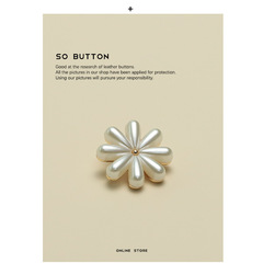 ESSTUDIO beautiful pearl flower-shaped button shirt cardigan coat sweater metal button decorative buckle