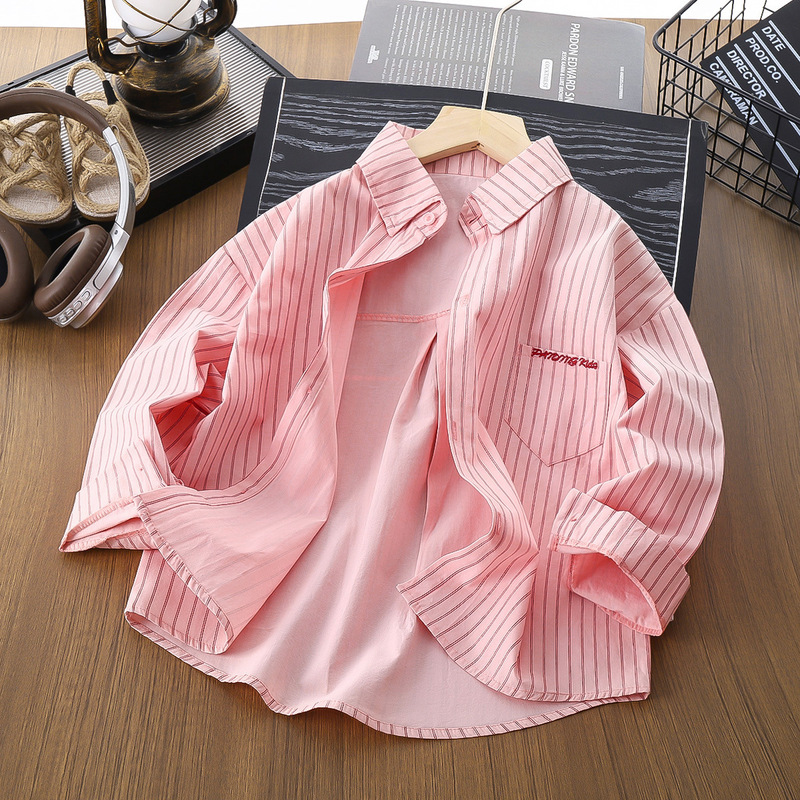 2026 Early Spring Trendy New Boys' Shirts Children's Casual Striped Shirts Cardigan Long-Sleeve Tops Jacket 2026 Early Spring Trendy New Boys' Shirts Children's Casual Striped Shirts Cardigan Long-Sleeve Tops Jacket