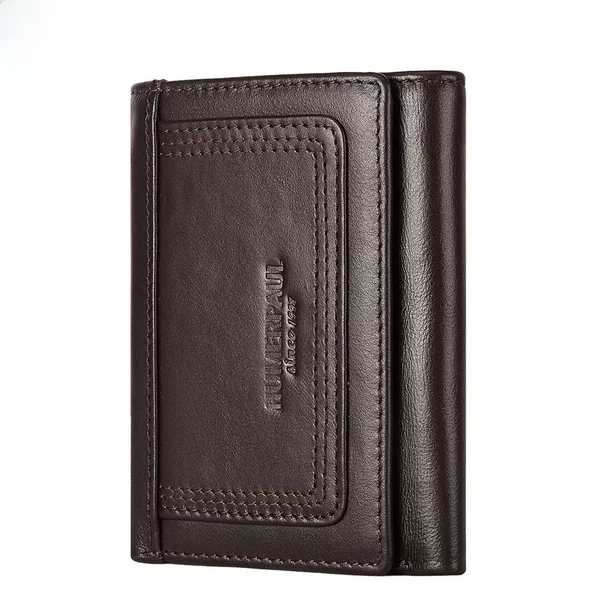 Hummer Paul RFID Multi Card Bit Men's Coin Purse Top Layer Cowhide Men's Zipper Bag Leather Multicolor Wallet Cross Border