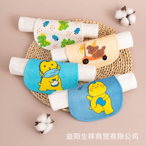 Baby gauze cotton sweat-absorbent towel kindergarten pad sling children's class A cartoon 4/6 layer sweat-proof towel factory wholesale