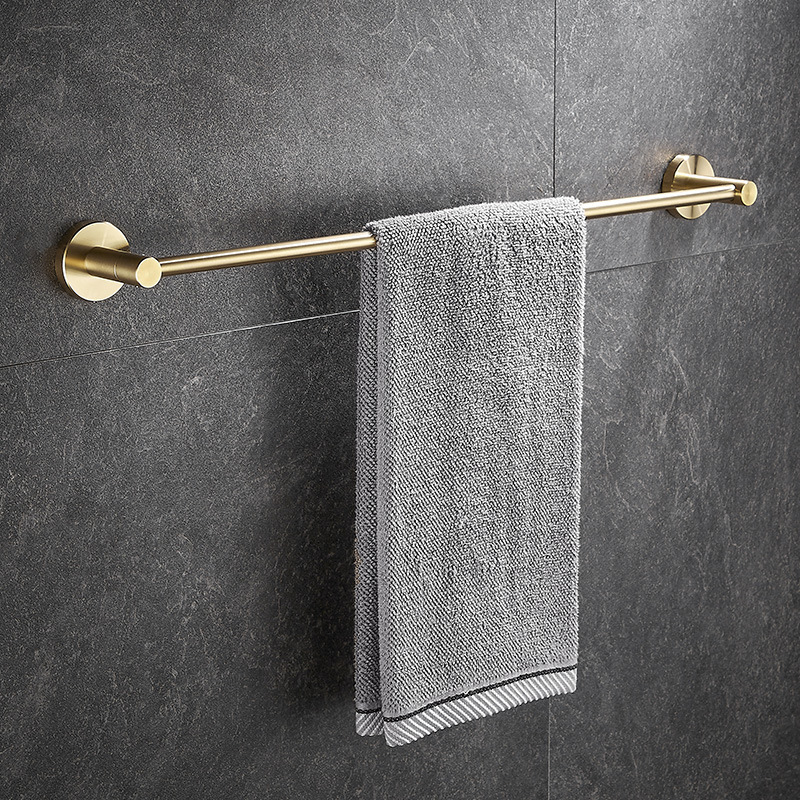 Light Luxury Bathroom Rack Bathroom Towel Rack Non-perforated Single Rod Golden Towel Bar 304 Stainless Steel Storage Rack 30