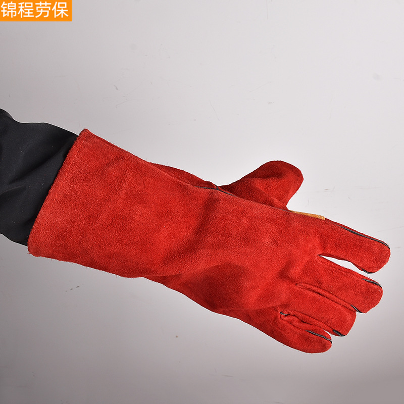 Guantes de soldador de protección laboral engrosada guantes de reparación de automóviles a prueba de fuego flor Splash guantes de piel de vaca al por mayor