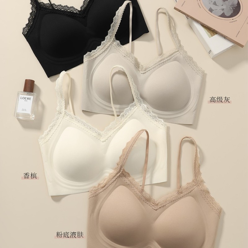 隐形裸感舒适无痕粉底液内衣女小胸聚拢软支撑背心式无钢圈文胸罩|undefined