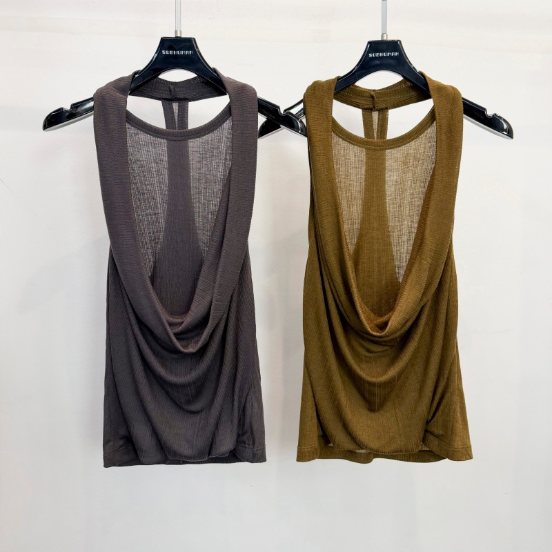 2026 Niche Design Halter Neck Vest, Summer Thin Knit Mesh Patchwork Sleeveless Base Layer
