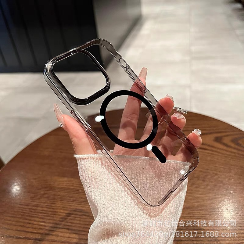 Funda para iPhone 17/16 Pro Max, Carcasa Rígida de PC, Magnética, Transparente con Protector de Lente, Compatible con Apple Serie 14/13