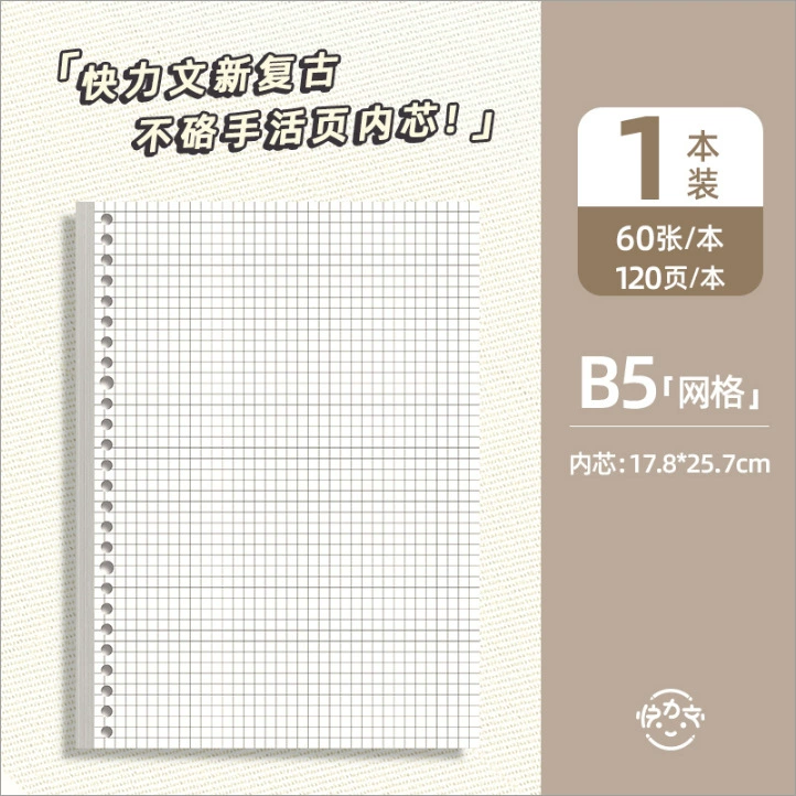 Removable notebook refills A5/B5, tear‑off perforated inserts, thick 120 pages, ruled or grid