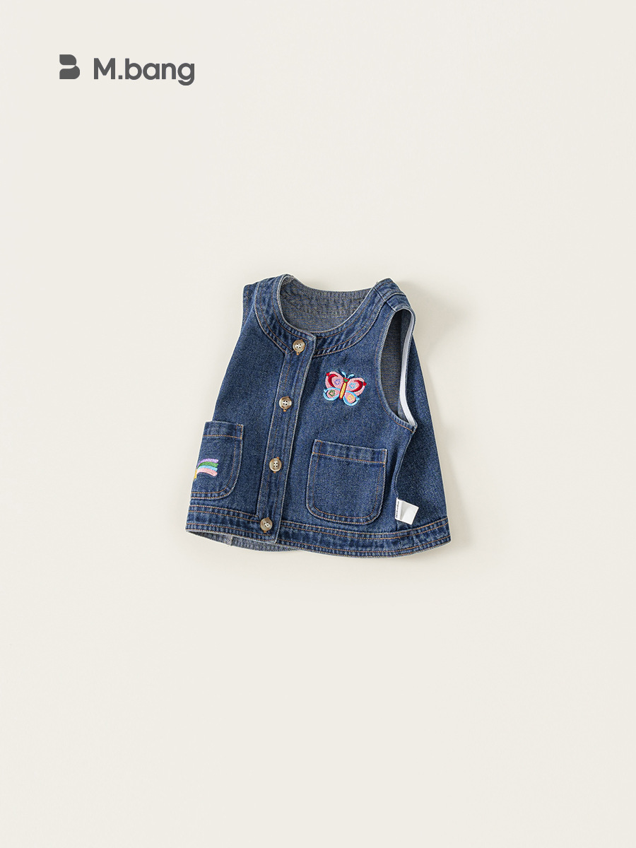 Youbao Ropa para niños Chaleco de mezclilla para niñas 2025 Chaleco para niños Chaleco bordado retro Chaleco para niñas de otoño