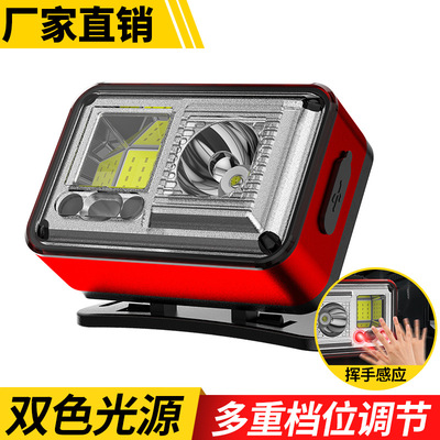 New cross border intelligence USB charge Induction Headlight COB Strong light Long shot Bald run Head mounted