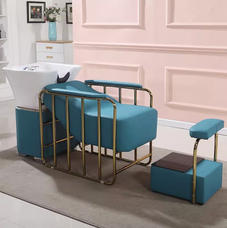 Estantes de acero inoxidable dorado M, cuero azul (cuenca cuadrada) calidad de exportación