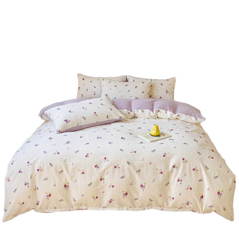 Juego de cuatro piezas de terciopelo de leche de algodón puro 2023 nuevo otoño e invierno más funda de edredón de sábana de terciopelo de coral juego de tres piezas