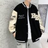 American style Hip hop Flocking Embroidery mlb coat Chaopai street Mosaic lovers Jacket Versatile fashion coat