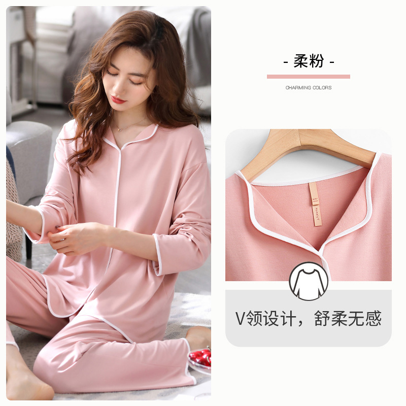 2023 nuevos pijamas de primavera y otoño las mujeres 100% algodón inicio desgaste manga larga alto sentido traje