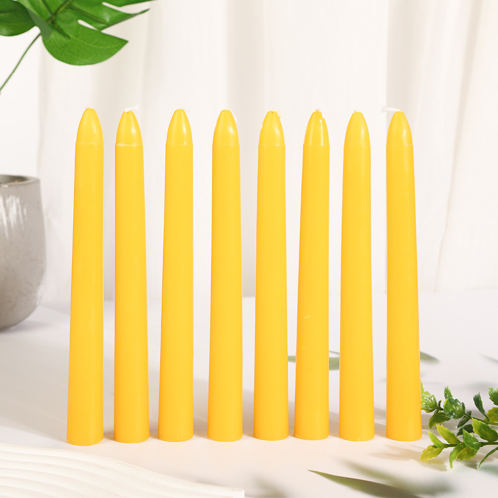 Cera de abejas amarilla hecha a mano vástago cónico vástago largo vela al por mayor hogar personalizado sin humo boda romántica candelabro vástago cera transfronteriza