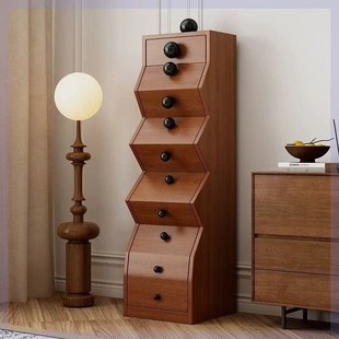 Medieval Style Solid Wood Chest of Drawers French Retro Creative Multi-Functional Irregular Storage Cabinet Living Room Wall Storage Cabinet