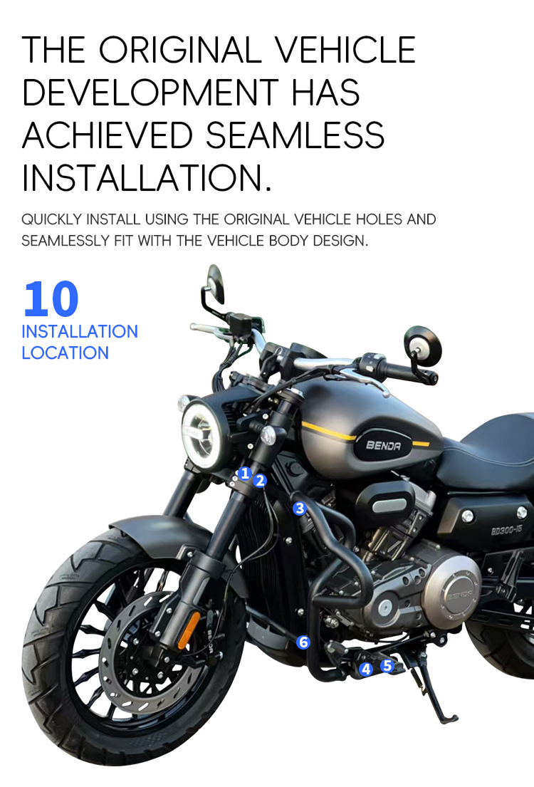Suitable for Benda Grey Stone 300 crash bars, anti-collision bumpers, foldable backrest, rear rack side bags, anti-fall protection modification