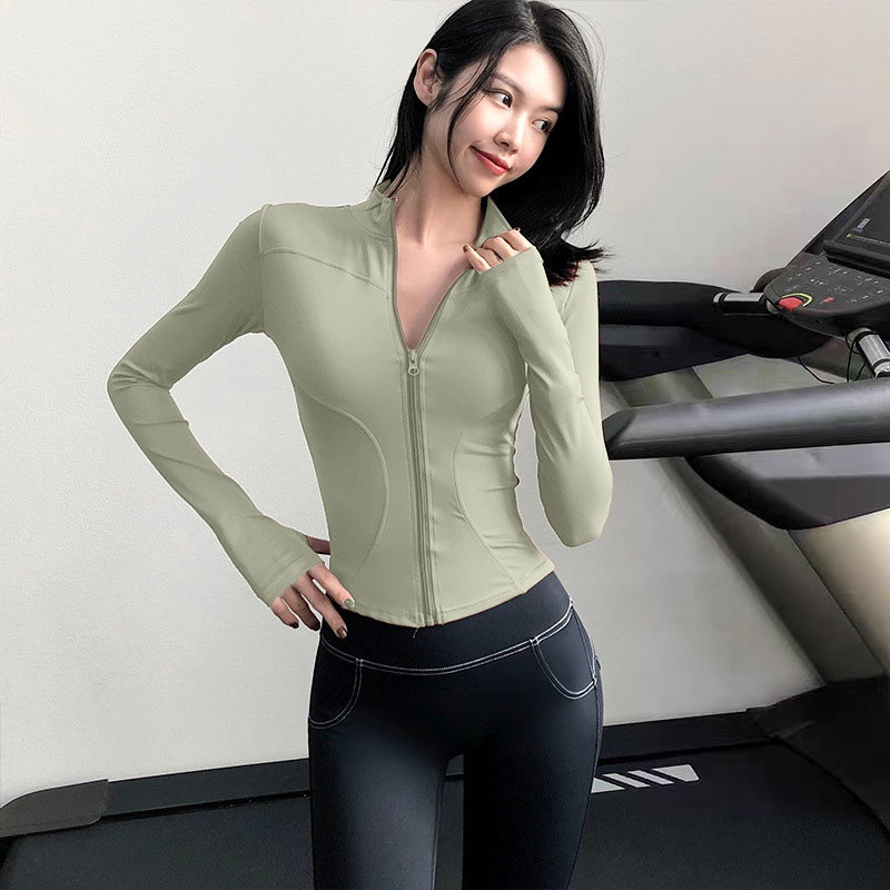 Quick-drying Stand-up Neck Yoga Clothes, Slim And Thin Waist Sports Tops, Fitness Clothes For Women_desvips.com