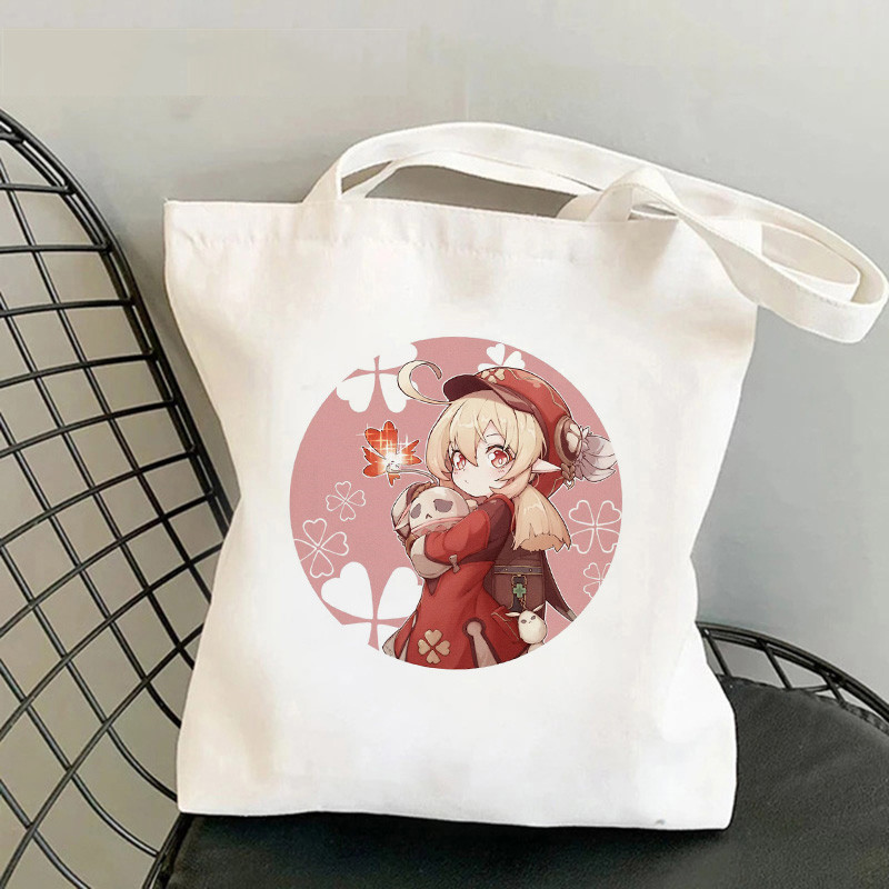Comercio exterior transfronterizo Genshin Impacto Y2K impresión bolsa de lona Harajuku bolsa de hombro bolsa de moda bolsa de compras