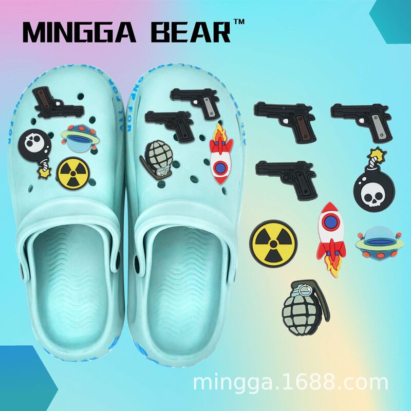 Cross-border Amazon Hot Sale War Series Hole Shoes Shoes Flower Shoe Buckle PVC Soft Glue Gun Shoes Decoration