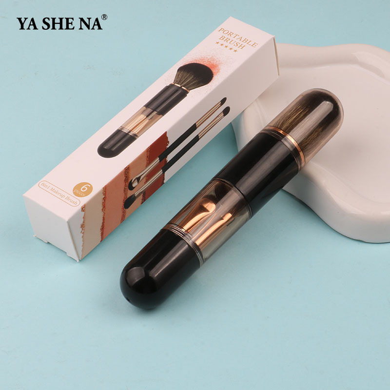 En stock Cuatro en Uno cepillo de maquillaje herramientas de belleza mini cepillo de ojos color de piel cepillo de maquillaje retráctil cepillo de maquillaje portátil