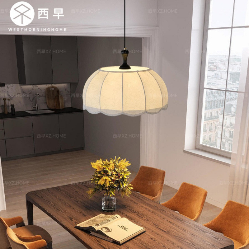 Middle American Restaurant Full Spectrum Master Bedroom French Retro Pastoral Elegant Comfortable Rustic Fabric Lamps Chandelier