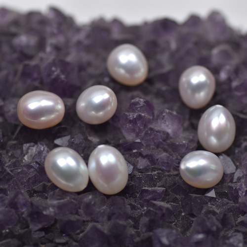 Mirror gloss about 9-10mm half-hole rice beads strong light natural freshwater pearls loose beads diy bare beads jewelry accessories