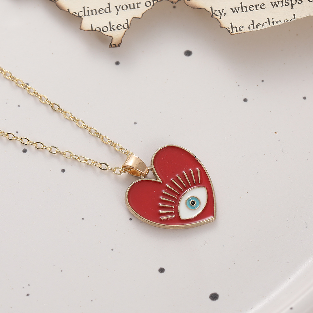 1 Piece Fashion Devil's Eye Heart Shape Alloy Enamel Plating Women's Pendant Necklace display picture 3