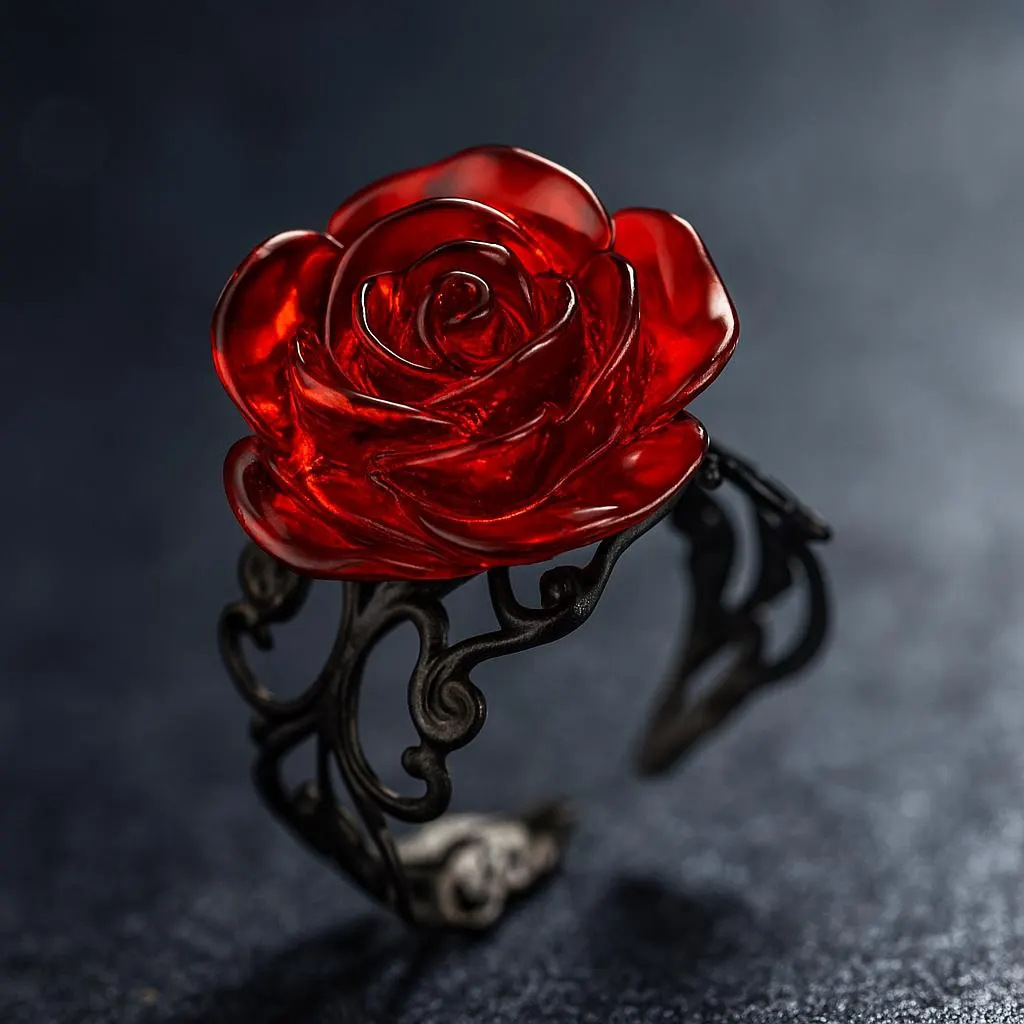 Amazon New Product Cross-Border Gothic Rose Victorian Ring Adjustable Filigree Ring Alternative Jewelry