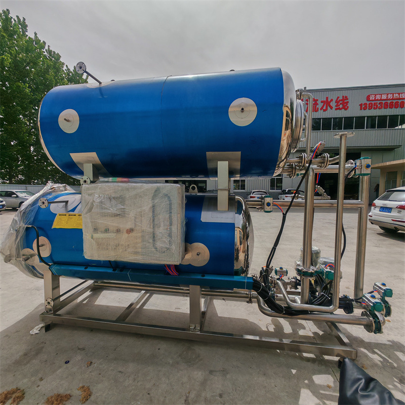 不锈钢罐头杀菌锅双锅并联水浴式核桃奶八宝粥灭菌机器电加热