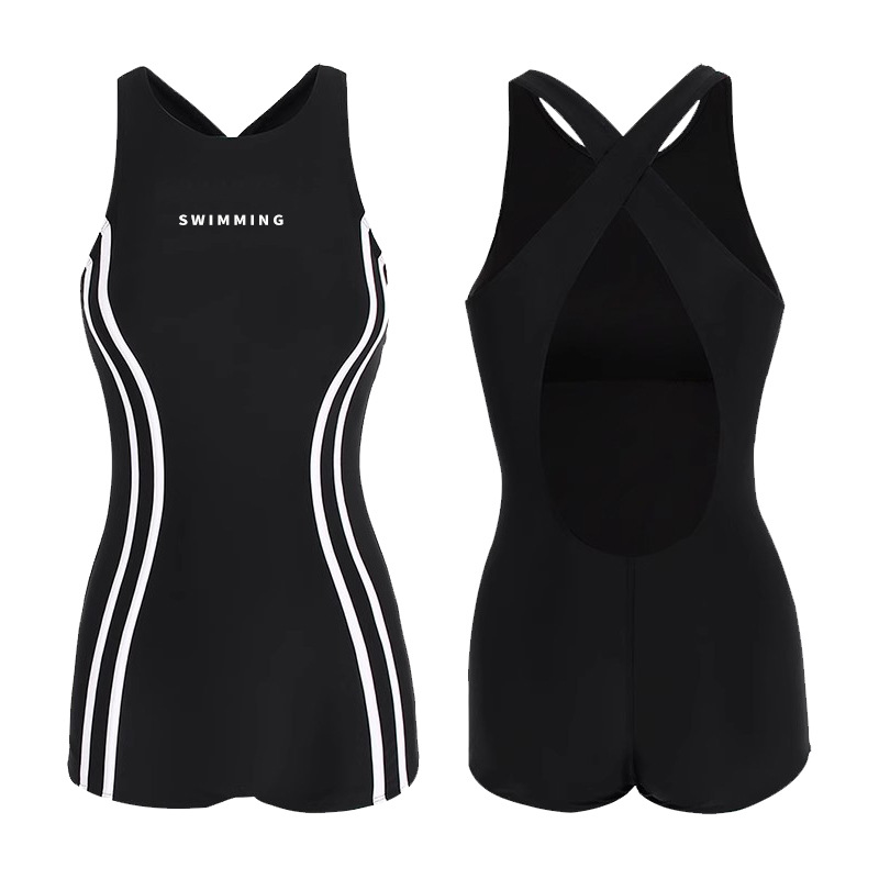 Traje de baño para mujer 2025 verano bóxer de una pieza slim fit estilo deportivo conservador que cubre la carne y adelgaza piscina especial al por mayor