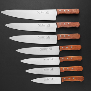 Wooden Handle Chef Teppanyaki Tool Dividing Knife Fruit Knife Wholesale Simple Stainless Steel Chef Knife Kitchen Knife