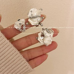 French vintage alien seashell irregular handmade ring niche design sweet and playful personality exaggerated stacking ring