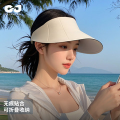 女性用の新しい夏の日焼け止め帽子、シームレスな中空トップ、屋外日よけ、紫外線防止、大きなつば、折りたたみ式 XMZ294