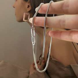 S925纯银意大利双扣头蛇骨链项链欧美轻奢高级感简约时尚百搭颈链