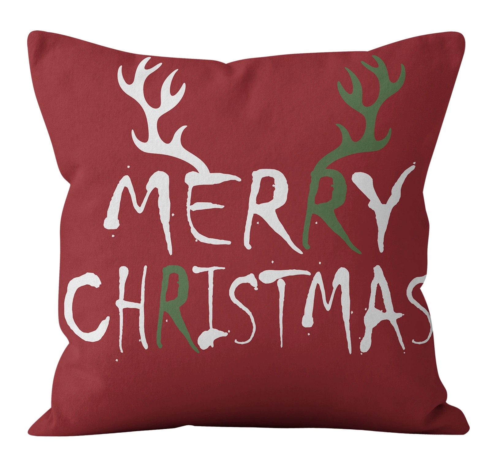 [亚马逊新款家居圣诞抱枕套红色麋鹿字母抱枕套RED TARTAN PILLOW]