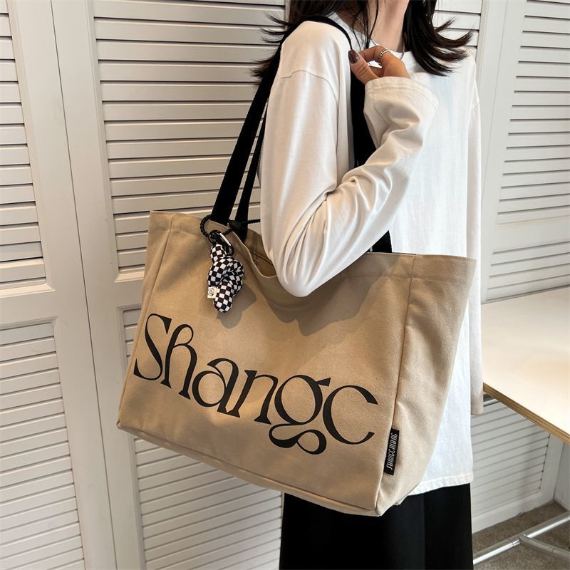 Original Niche Casual Tote Yoga Bag Durable Shopping Bag School Bag Literary Large Capacity Single Shoulder Canvas Bag for Women