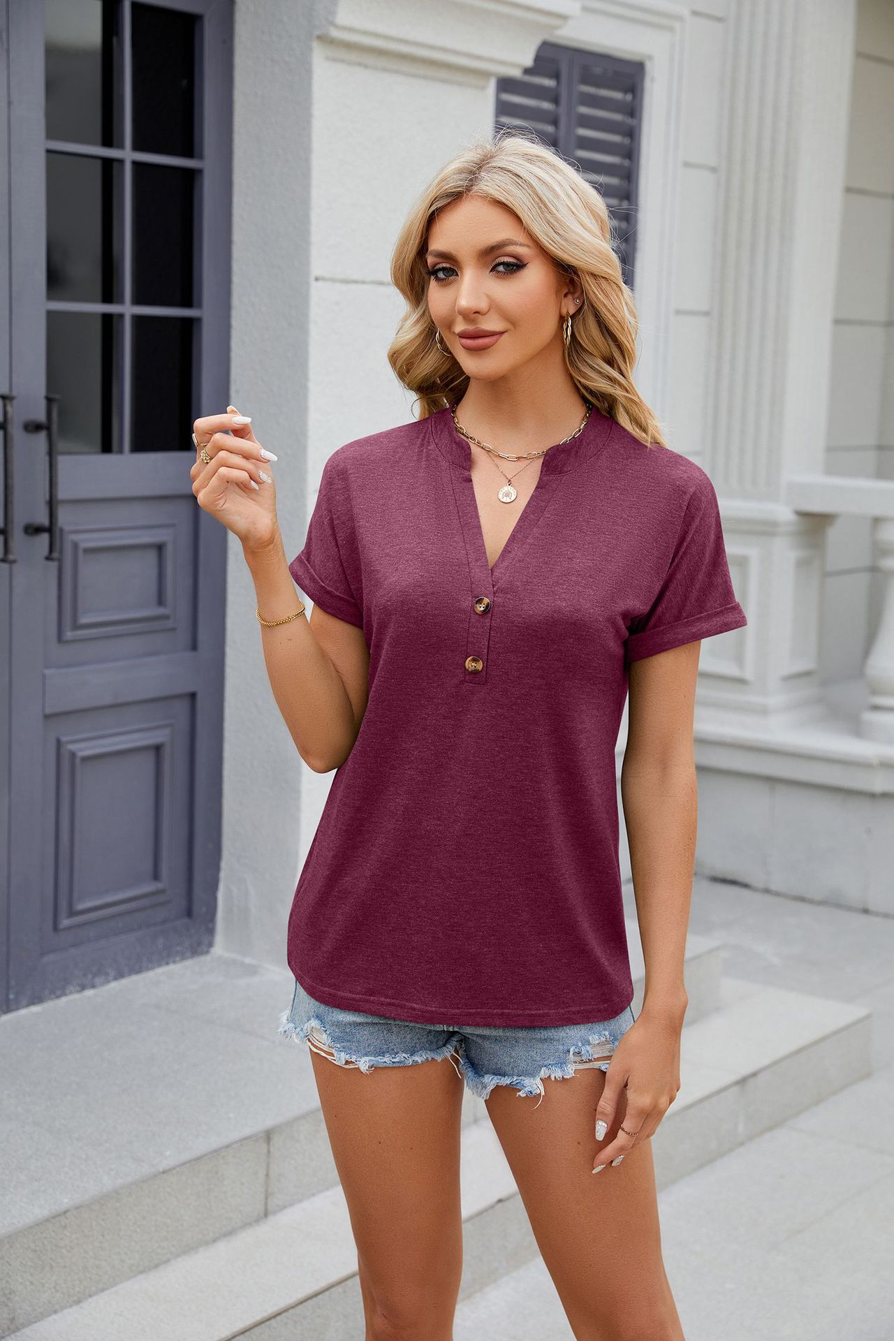 Body Femme Col En V Manches Courtes - 95% Coton, Stretch, Basique Et Confortable Pour Toutes Les Saisons - 5