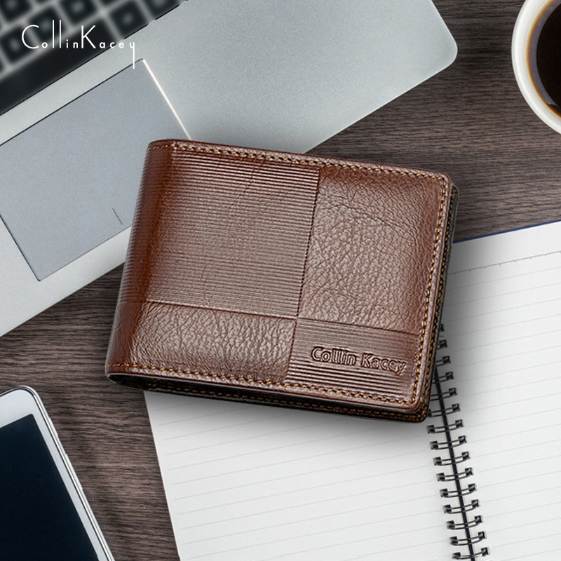 Nueva Cartera de piel de vaca de los hombres de la bolsa de identificación ocasional de la moda corto de plata bolsa de negocios multi-tarjeta de la cartera de fábrica al por mayor