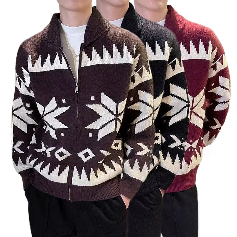 Cross-Border Large Size Knitwear Sweater Men's Cardigan Jacket Rhombus Ethnic Style Business Trend Factory Wholesale Cross-Border Large Size Knitwear Sweater Men's Cardigan Jacket Rhombus Ethnic Style Business Trend Factory Wholesale
