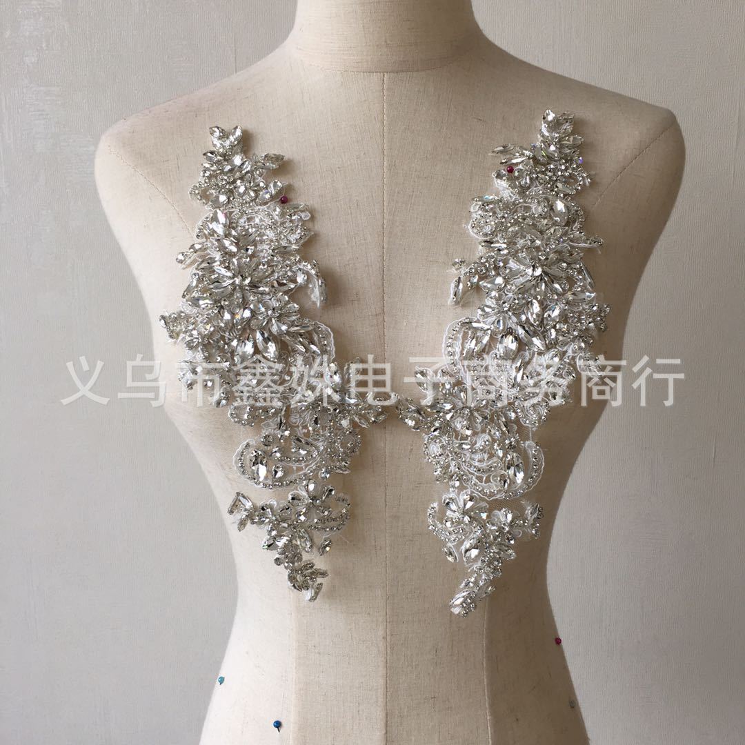 高定手工钉珠刺绣蕾丝花朵婚纱礼服童装diy贴花花边花片材料服装