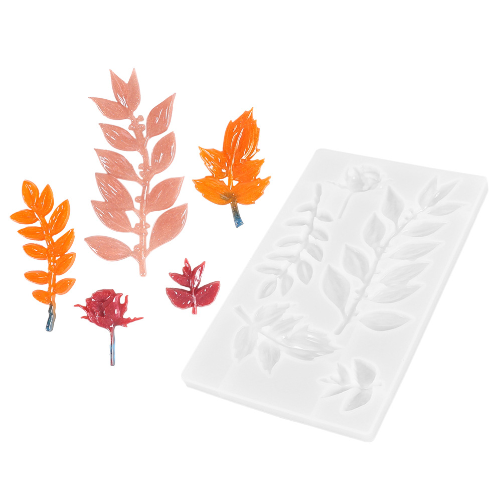 diy水晶滴胶模具 欧式花纹玫瑰叶子装饰镜面硅胶树脂模具