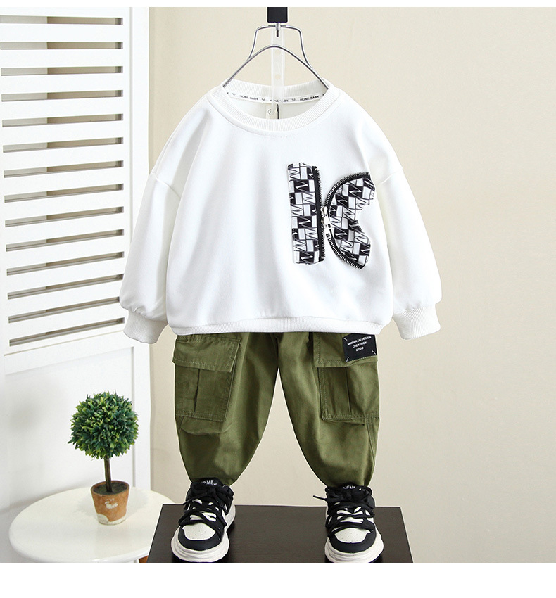Set hanorac și pantaloni cargo pentru băieți toamnă primăvară_voghion.com
