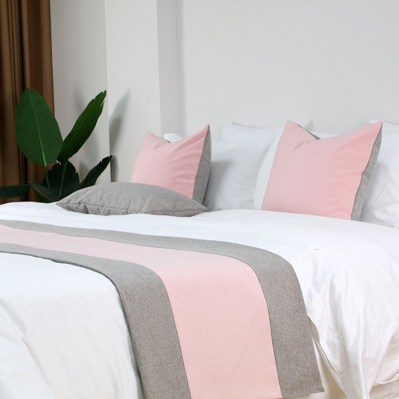 Wholesale Nordic modern cotton and linen stitching bed runner bed tail towel Star hotel model room B & B bed tail mat