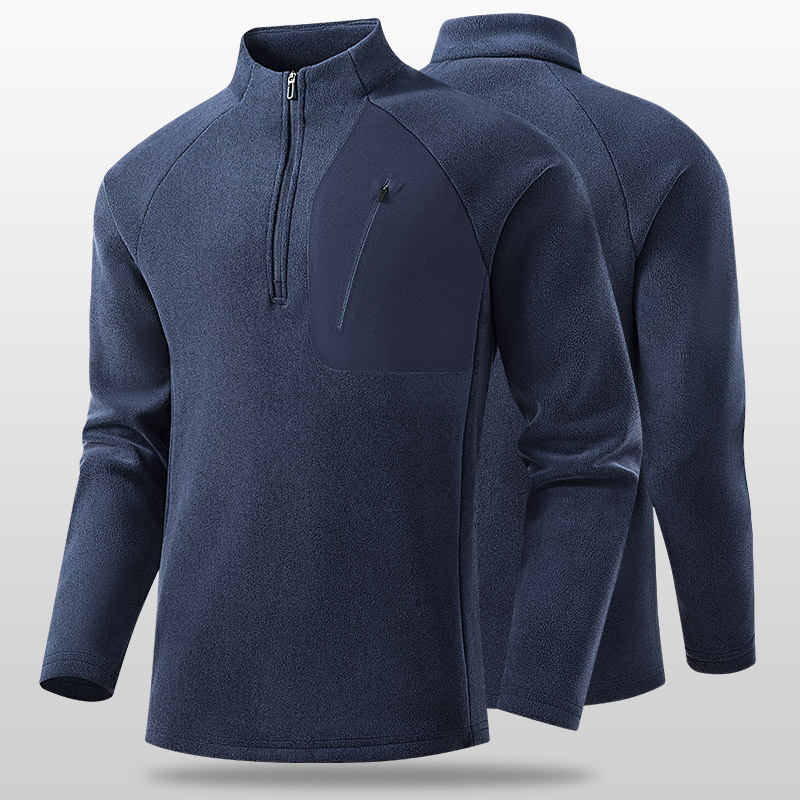New casual fleece jacket, lightweight and breathable, men's autumn and winter running pullover half-cardigan fleece sweatshirt jacket