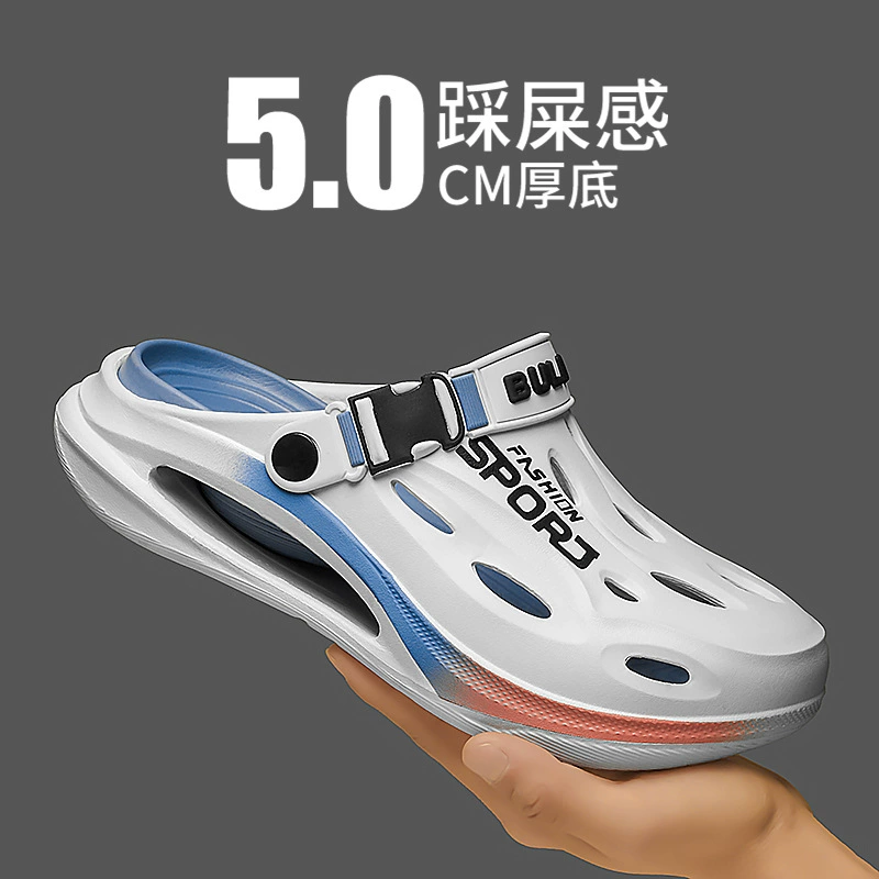 Летние мужские пляжные шлепанцы EVA с градиентной расцветкой, удобные, дышащие, для отдыха, с открытым носком.