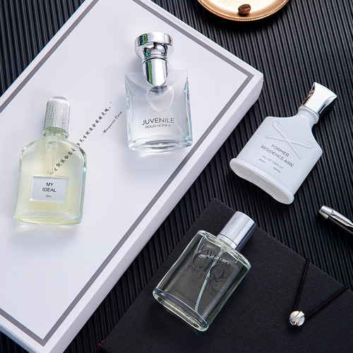 Flower Story Men's Perfume Set Silver Charm Mountain Spring Fresh Light Fragrance Internet Celebrity Perfume Four-piece Set